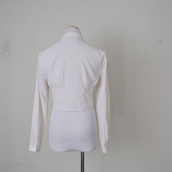 Off White Crop Fitted Blouse by Atelier Mexico size 6 - Picture 3 of 11